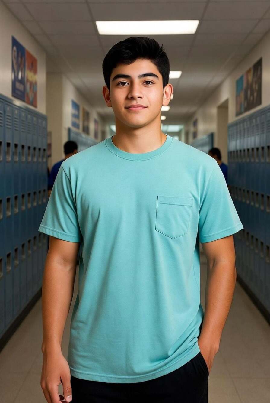 Cat & Jack Boys' Short Sleeve Pocket T-Shirt Light Blue Size XXL (16/18) Husky N